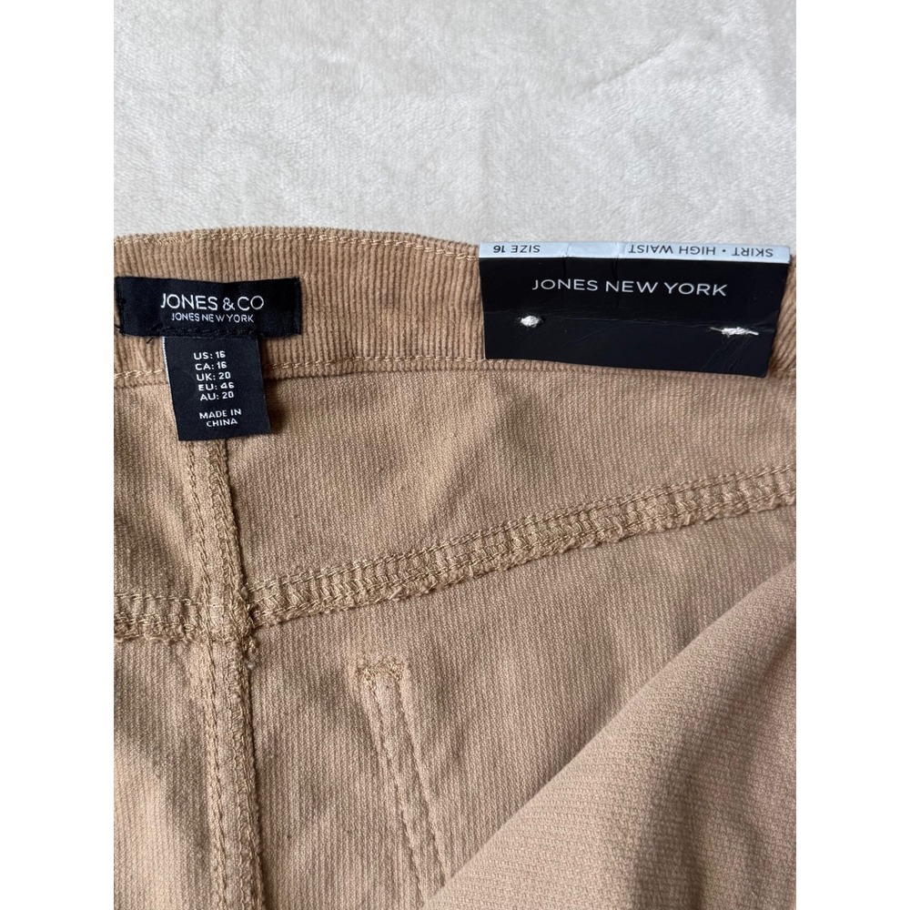 Jones New York Corduroy Skirt Tan High Waist Button Front Size 16 NEW - Picture 2 of 7